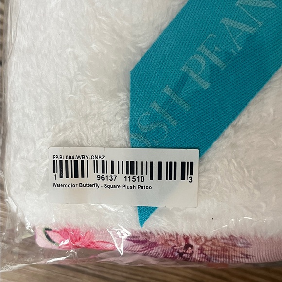 Posh Peanut Square Plush Patoo Pink and White Floral Butterfly Blanket - Picture 2 of 4